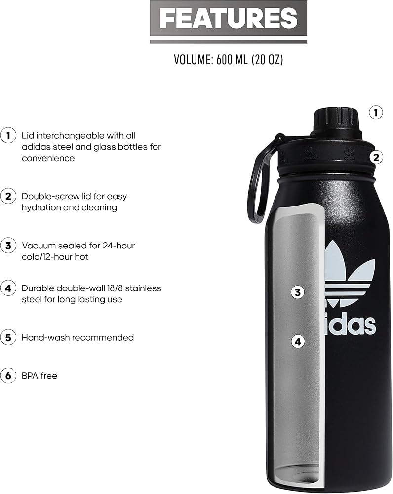 Amazon.com: adidas Originals 1 Liter (32 oz) Metal Water Bottle Amazon.com: adidas Originals 1 Liter (32 oz) Metal Water Bottle